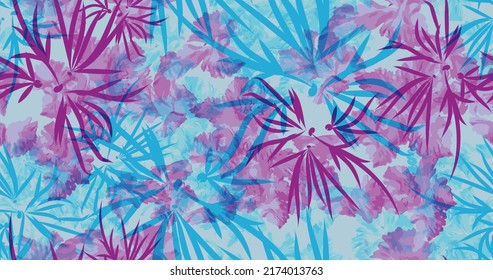 Exotic summer seamless pattern illustration. Colorful grunge modern graphic. Vector images