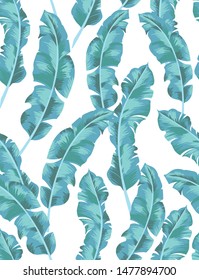 Exotic summer seamless pattern. Jungle summer backfround with tropical palm leaves. Vector illustration
