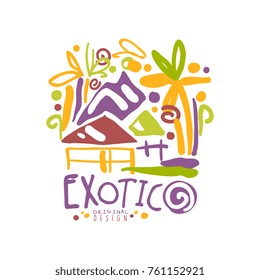 Exotic summer vacation colorful travel logo