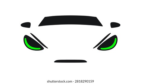 Exotic Supercar Front View Green Headlight Detail