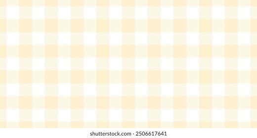 Exotic texture check pattern, drapery plaid background seamless. Neat tartan fabric textile vector in blanched almond and white colors palette.