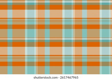 Exotic texture vector check, sketching background pattern textile. Realistic seamless fabric tartan plaid in orange and light colors palette.