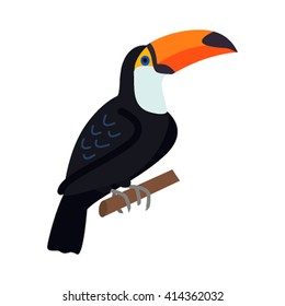 Exotic toucan and wild toucan tropical bird. flat vector illustrations isolate on a white background