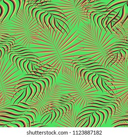 Exotic tropic pattern. Tropical floral fabric fashion background. Palm leaf textile color vintage summer . Natural leaves tropical . Seamless vector design for wallpaper, swimwear print decoration