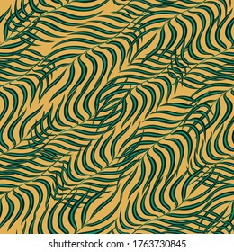 Exotic tropic seamless pattern background. Fabric fashion textile color foliage,seamless isolated on background. Cute greenery decor for summer vector design. Floral tropical leaves watercolor cover