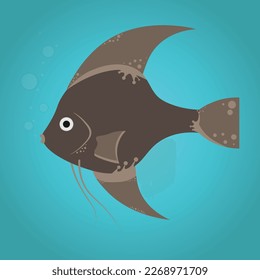 Exotic tropical aquarium fish vector illustration isolated on blue background cartoon animal design