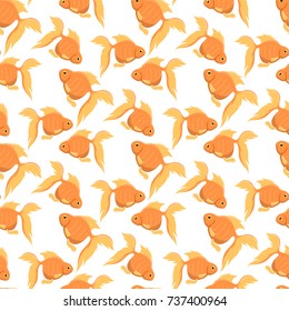 Exotic tropical aquarium gold fish seamless pattern background colors underwater ocean species aquatic nature flat vector illustration