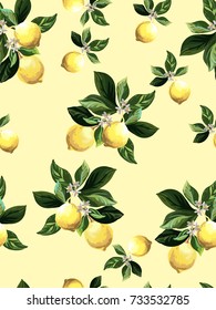 Exotic tropical  background with hawaiian plants and flowers. Seamless vector pattern.
