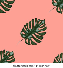 Exotic tropical background. Seamless indigo tropical pattern with monstera