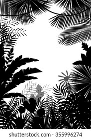 Exotic Tropical Background Of Silhouette.vector