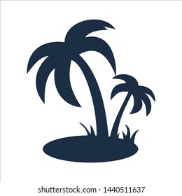 Exotic tropical coconut palm trees silhouette set, isolated on white background. illustration 