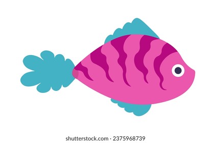 Exotic or tropical creature with fins, animal or pet for aquarium. Zoo species, colorful body of aquatic personage. Marine life, ocean or sea water dweller isolated icon. Vector in flat style