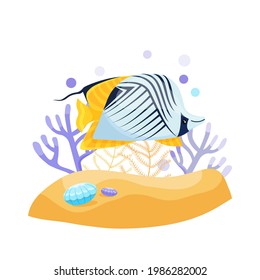 Exotic tropical fish, cute illusstration
