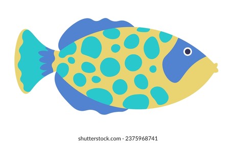 Exotic and tropical fish species, pet for aquarium. Creature with eyes and fin swimming in salty liquid. Marine life, ocean or sea water dweller isolated icon. Vector in flat style illustration