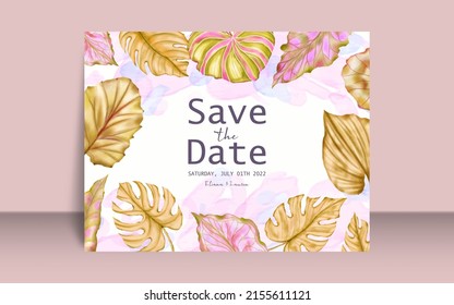Exotic tropical floral wedding marriage invitation card template