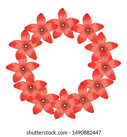 exotic and tropical flowers garden circular frame