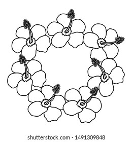 exotic and tropical flowers garden circular frame