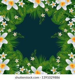 exotic tropical flowers and leafs pattern