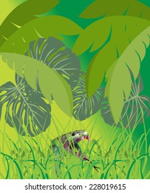 Exotic tropical forest - Vector illustration