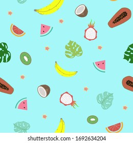 exotic tropical fruit seamless pattern