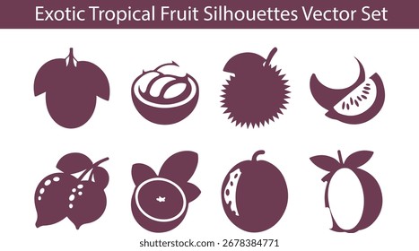 Conjunto de vetor de silhuetas de frutas tropicais exóticas