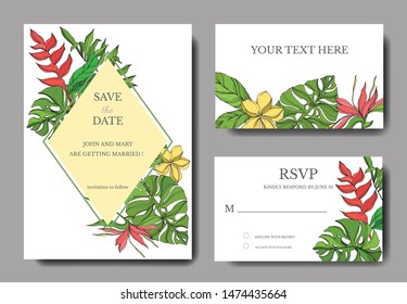 Exotic tropical hawaiian summer set, vector illustration 