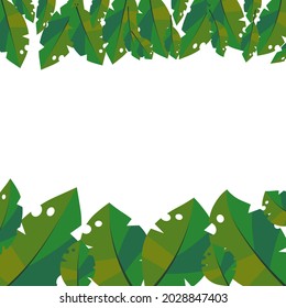 Exotic tropical leaf. Frame border of Leaves. Template for greeting cards,invitations,wallpapers,background.Vector illustration.Copy Space for Text  