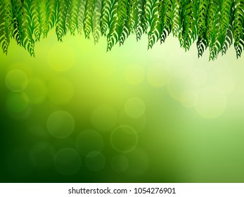 Exotic tropical leaf and frower border background for invitation greeting template of Summer. Bright tropical background with jungle plants. Exotic pattern with tropical leaves. Vector illustration.