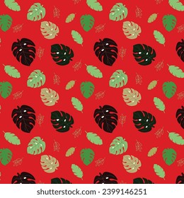 EXOTIC TROPICAL LEAF SEAMLESS PATTERN Editable ready fabric paper print wallpaper