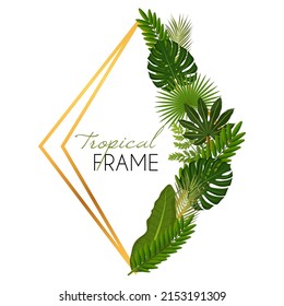 Exotic tropical leaves frame Lovely natural frame with tropical leaves
