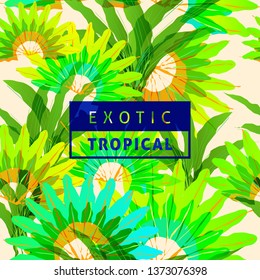Exotic tropical leaves pattern seamless background with vibrant nature color