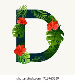 Exotic Tropical Leaves In The Shape Of Alphabet 