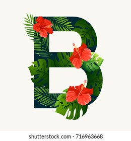 Exotic Tropical Leaves In The Shape Of Alphabet 