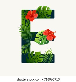 Exotic Tropical Leaves In The Shape Of Alphabet 