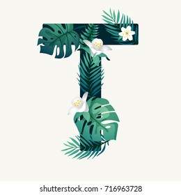 Exotic Tropical Leaves In The Shape Of Alphabet 