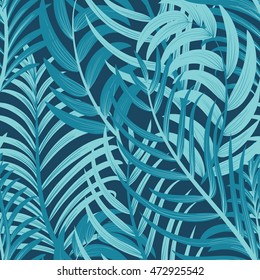 Exotic Tropical Leaves Summer Background. Vector illustration.