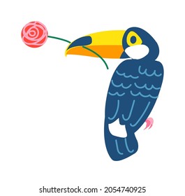Exotic tropical parrot bird, animal isolated on white. Vector nature animal illustration, parrot tropical jungle wildlife