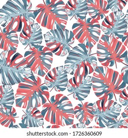 Exotic tropical pattern with monstera leaves. Natural seamless background.