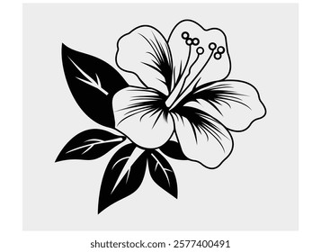 An exotic tropical red golden hibiscus flower surrounded by a white background. Hibiscus rosa-sinensis, also called Chinese hibiscus icon Perfect for a wedding invitation card or holiday sale Floral d