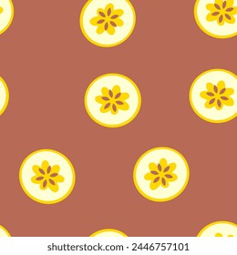 Exotic tropical seamless pattern with banana slices. Perfect print for paper, textile and fabric. Hand drawn vector llustration.