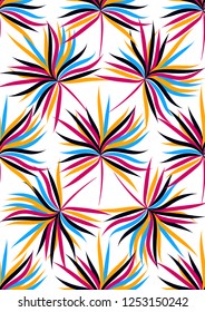 Exotic tropical seamless pattern with bright tropical leaves. Exotic background with colorful leaves.