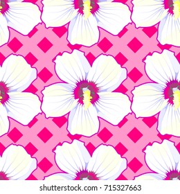 Exotic tropical seamless pattern with flower. Vector.