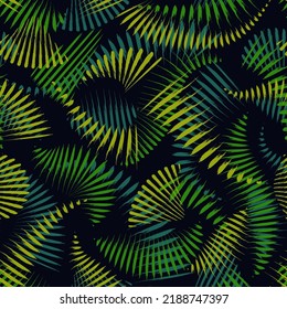 Exotic, Tropical Seamless Pattern. Palm Leaves Motif Background. Abstract Minimalist Floral Print. Natural Organic Texture. Minimal Design Wallpaper. Botanical Ornament. Summer Time Holiday Backdrop