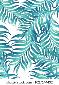 Exotic tropical vector background with hawaiian plants and flowers. Seamless tropical pattern. Stock vector.