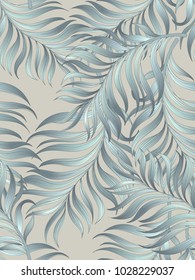 	
Exotic tropical vector background with hawaiian plants. Seamless tropical pattern with palm leaves. Stock jungle illustration.