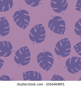 Exotic tropical vector background with tropical plants. Seamless purple tropical pattern with monstera.