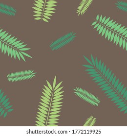 Exotic tropical verctor background with hawaiian plants. Seamless tropical pattern with palm leaves