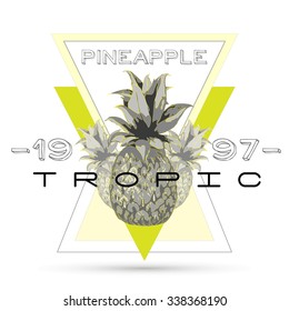 Exotic vector tropic print bright color isolated on white background