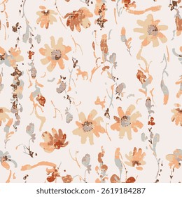 exotic watercolor flowers pattern in autumn color way ,beautiful autumn hand drawn floral pattern 