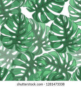 Exotic wild floral print. Tropical vector seamless flower and  wild flora. Blooming wild print, seamless floral pattern. For wallpaper, backgrounds, textile, fabric printing. Vector illustration.